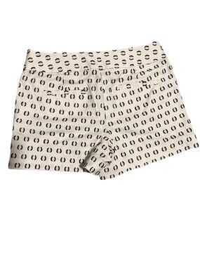 LOFT Womens Size 6 White Black Printed Linen Blend Tailored Shorts Pockets